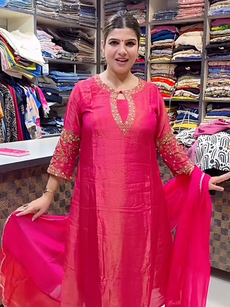 Siya- Shimmer silk 3pc suit