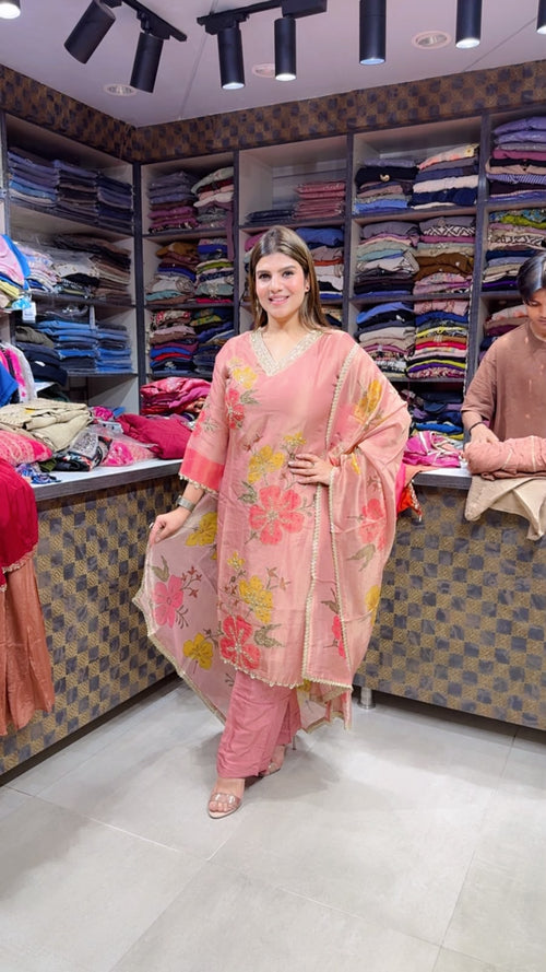 Ankita- Shimmer Silk Floral Suit