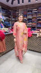 Ankita- Shimmer Silk Floral Suit