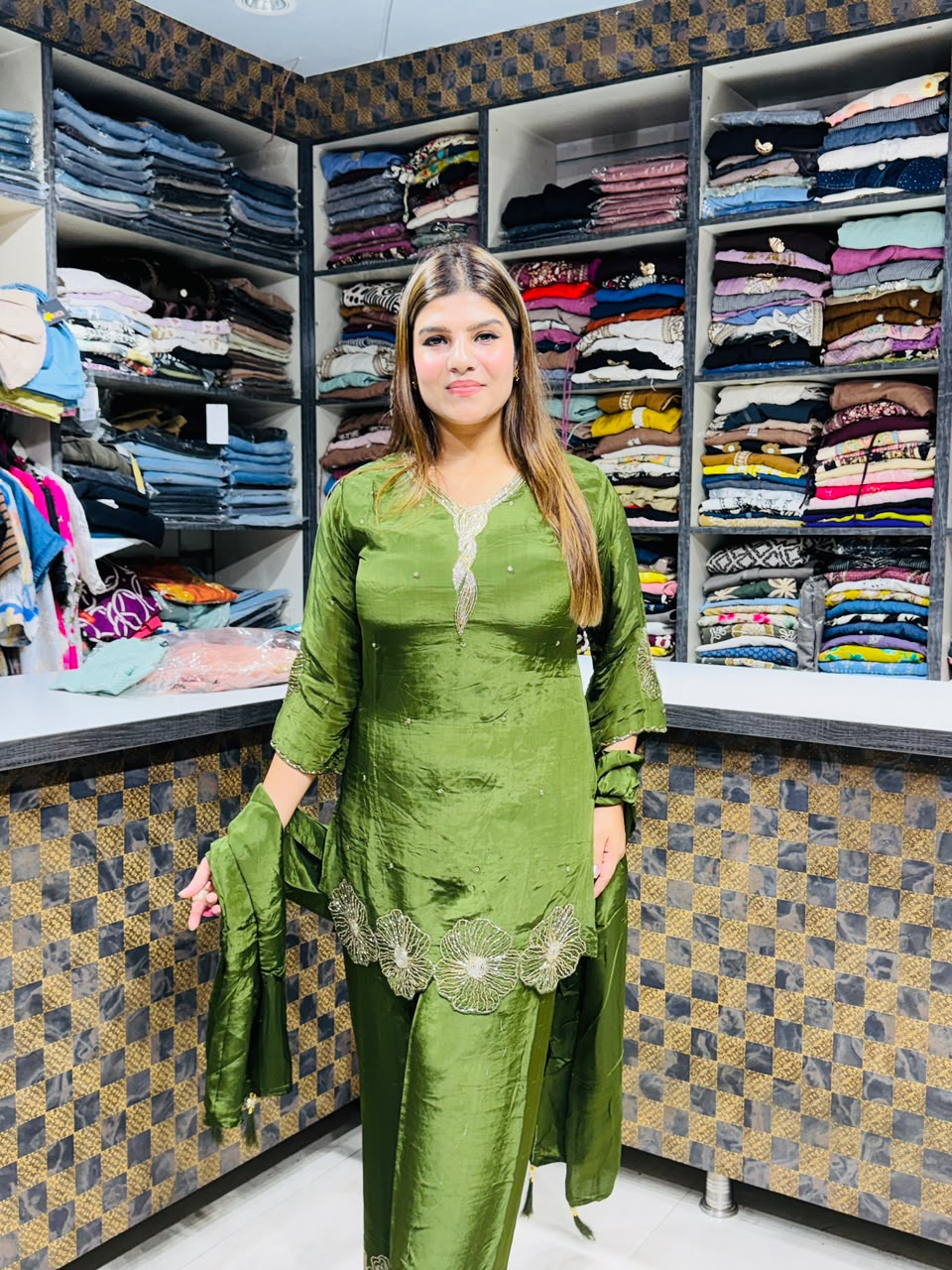 Anisha- crepe handwork suit