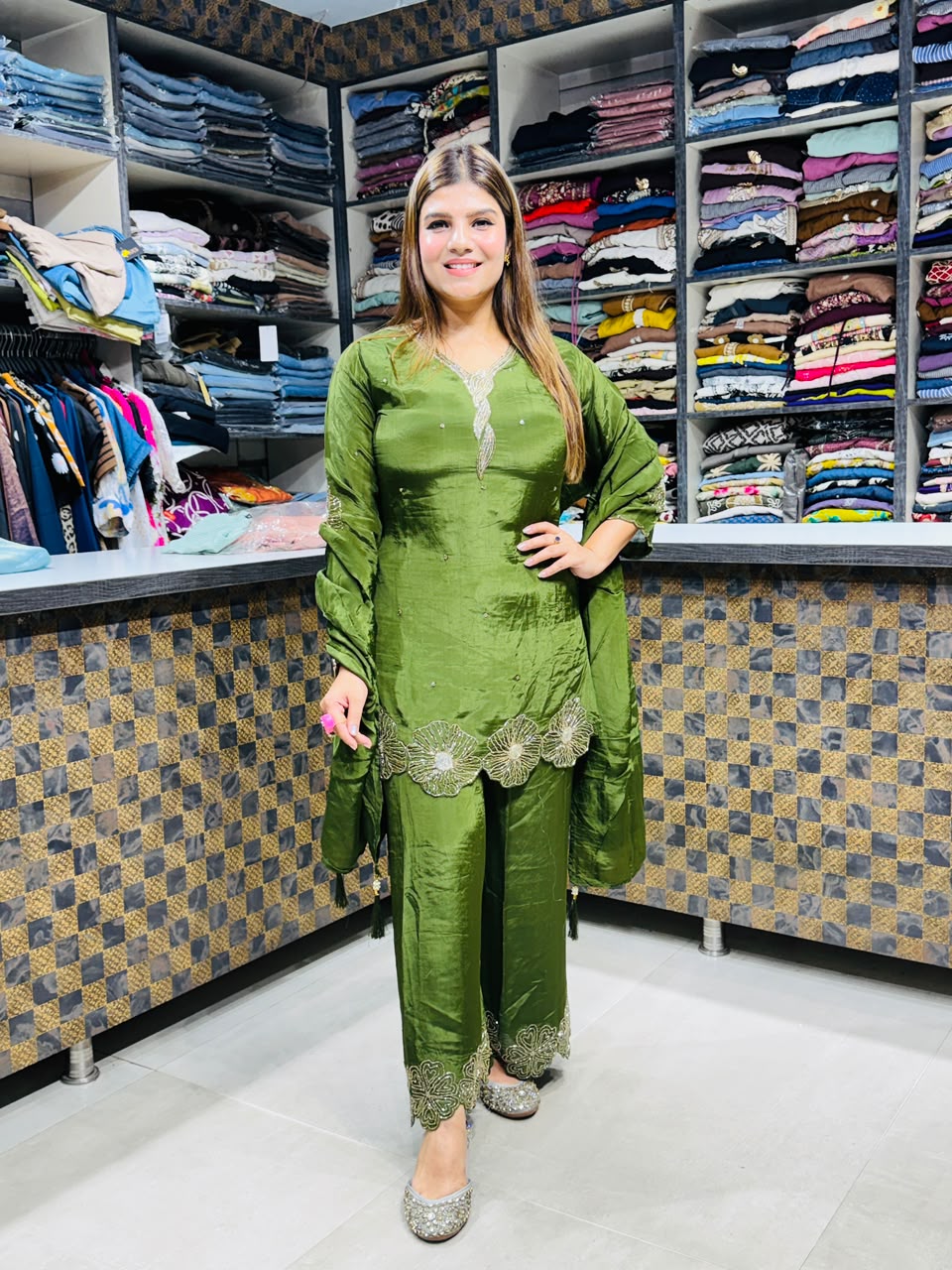 Anisha- crepe handwork suit