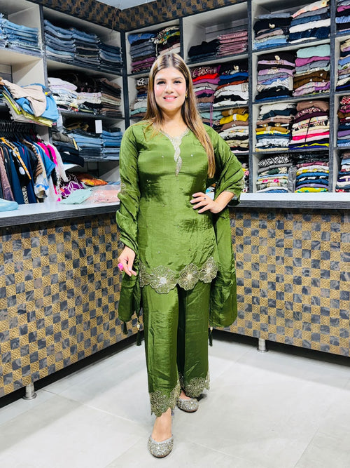 Anisha- crepe handwork suit