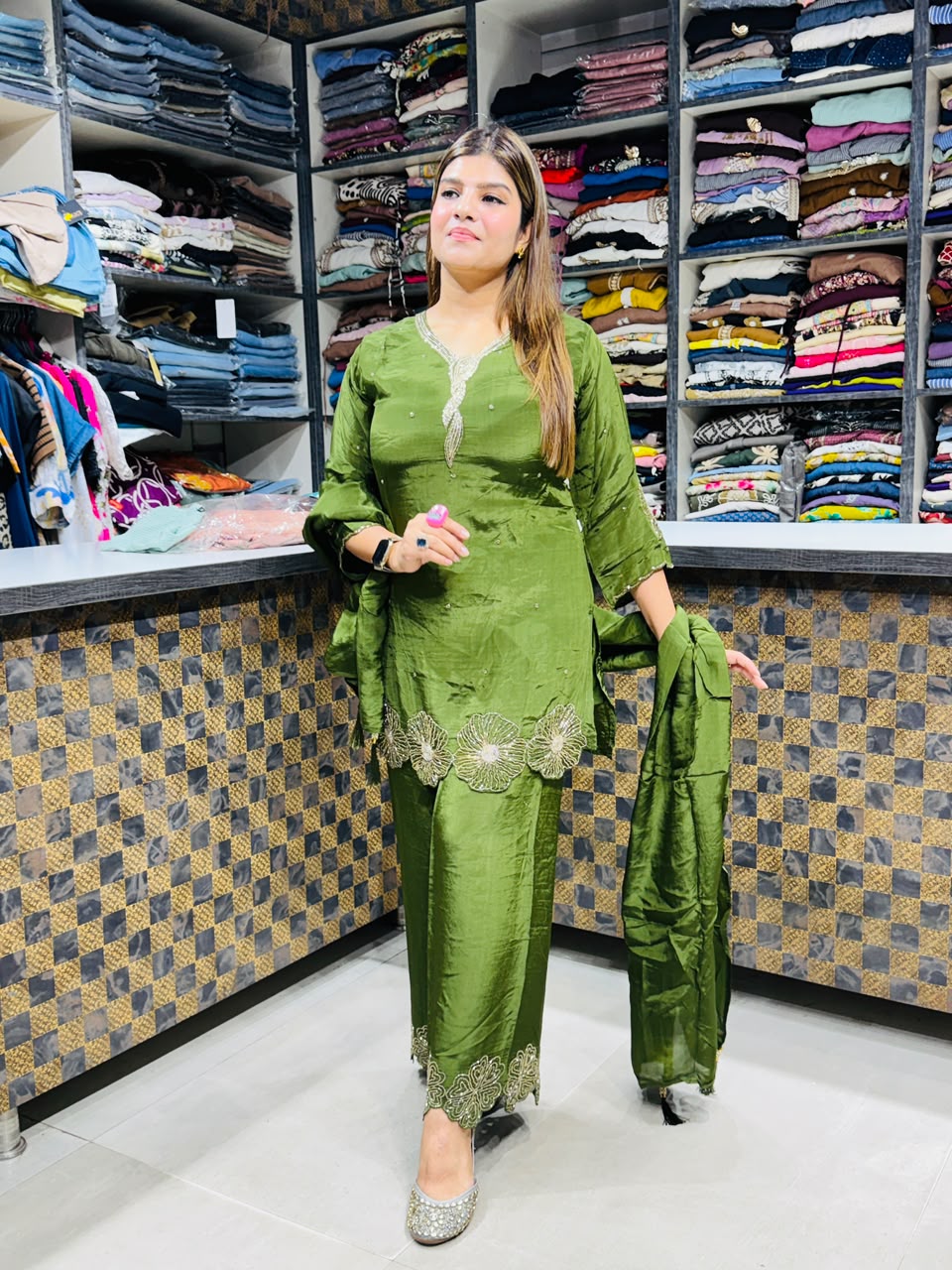 Anisha- crepe handwork suit