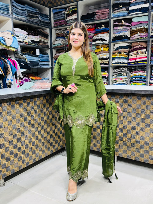 Anisha- crepe handwork suit
