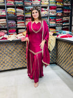 Janhvi- Chinon handwork with kashmiri pant suit