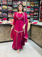 Janhvi- Chinon handwork with kashmiri pant suit