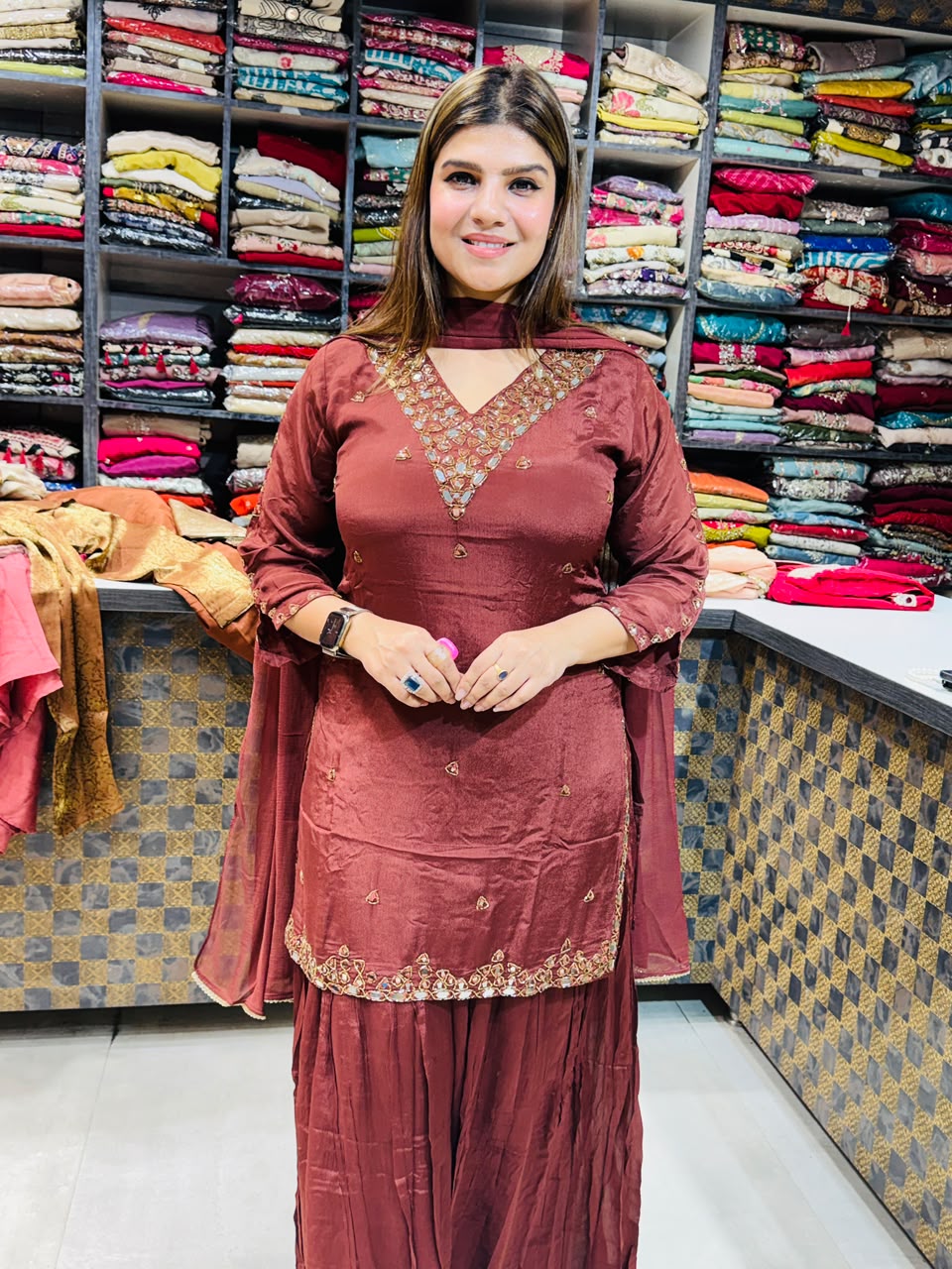 Saloni- Chinon sharara handwork suit
