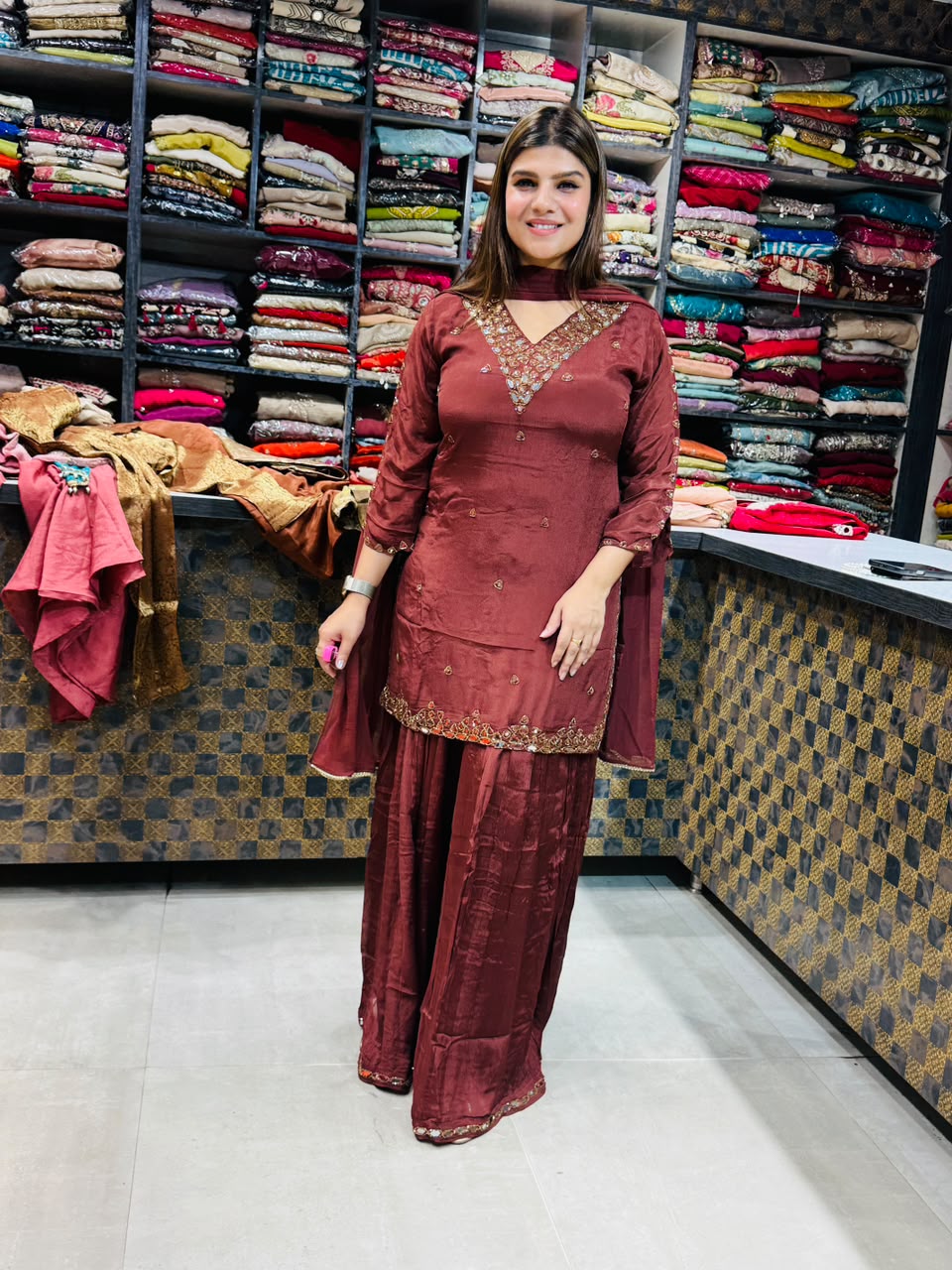 Saloni- Chinon sharara handwork suit