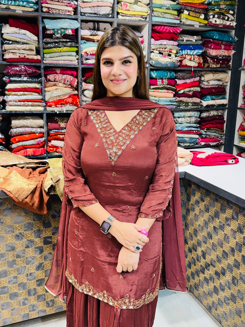 Saloni- Chinon sharara handwork suit