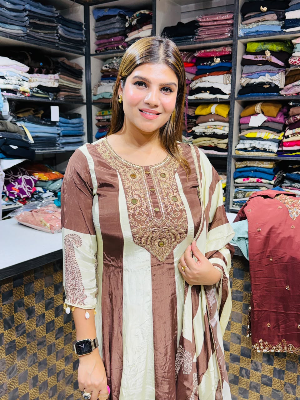 Meesha- Crepe embroidered anarkali