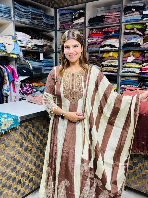 Meesha- Crepe embroidered anarkali