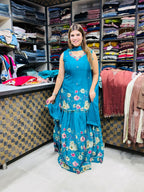Akansha- Chinon Floral skirt suit