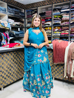 Akansha- Chinon Floral skirt suit