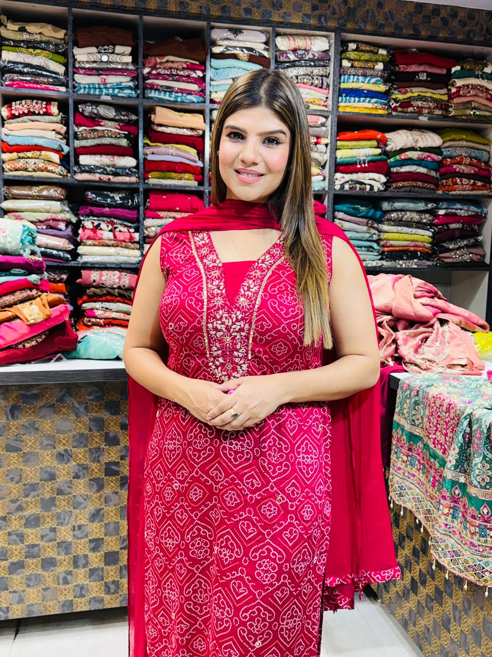 Safiya- Gajji silk bandhani suit