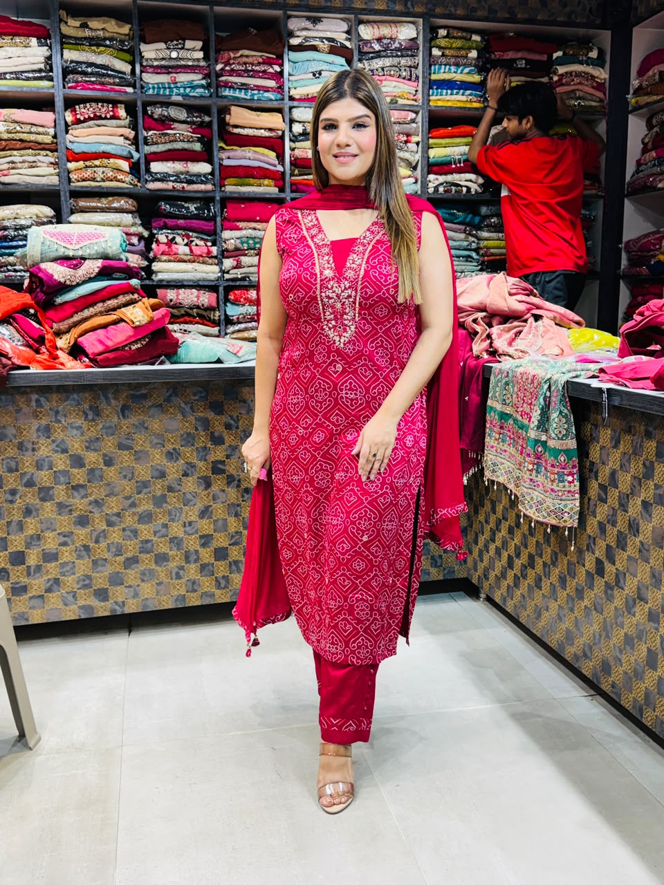 Safiya- Gajji silk bandhani suit