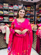 Veena- Crepe Floral Anarkali Suit