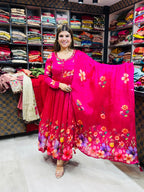 Veena- Crepe Floral Anarkali Suit