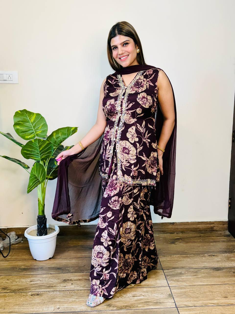 Sakeena- Chinon Sharara Suit