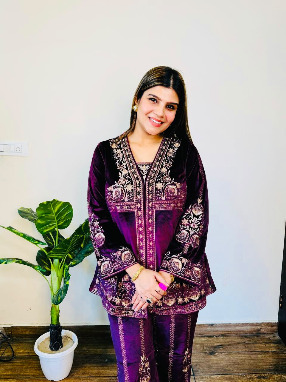 Samira- Velvet Embroidery coordset
