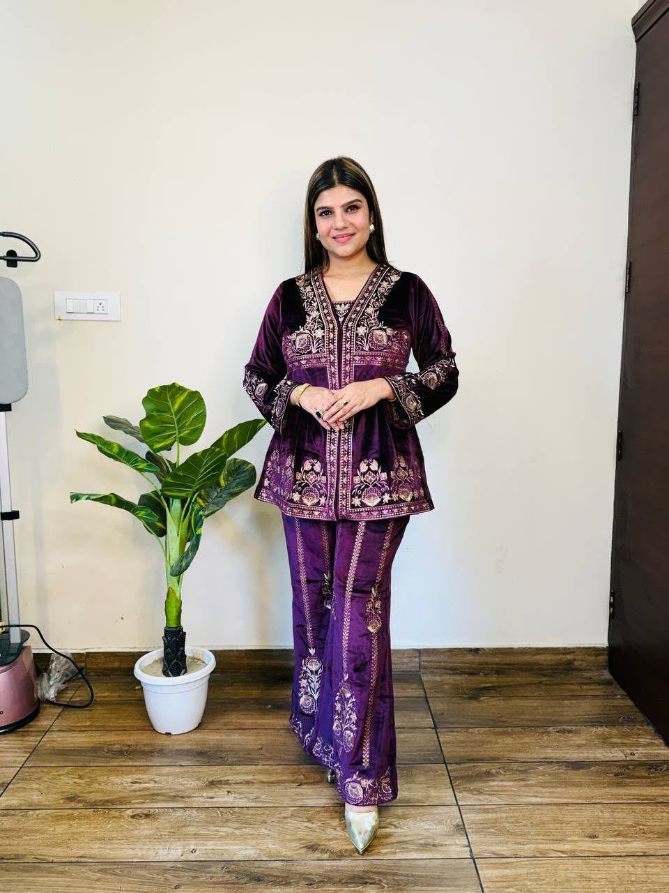 Samira- Velvet Embroidery coordset