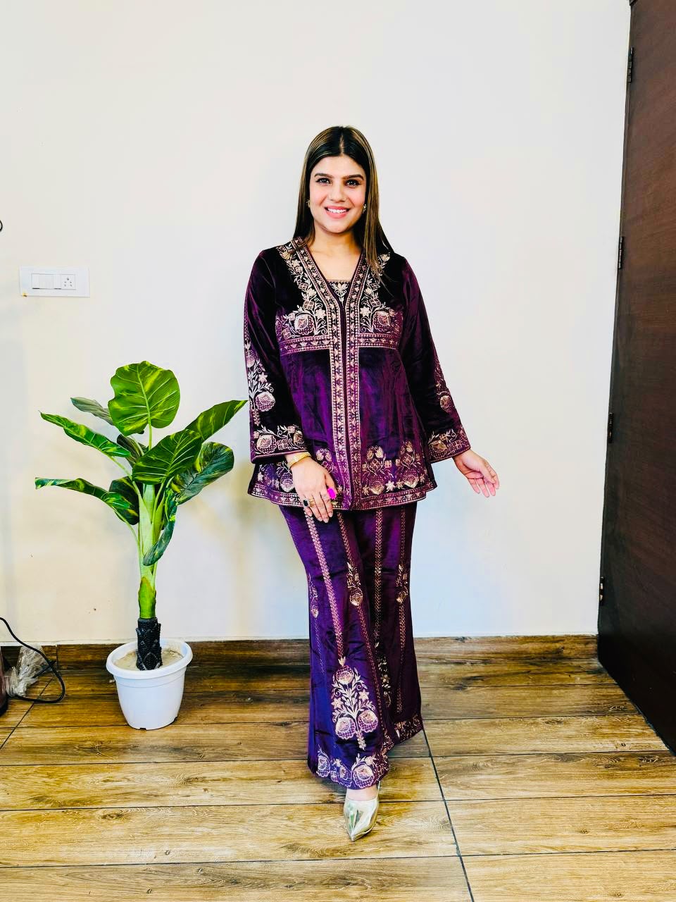 Samira- Velvet Embroidery coordset