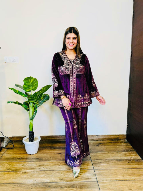 Samira- Velvet Embroidery coordset