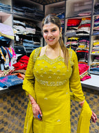 Sarah- Chinon Sharara Mirrorwork Suit