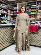 Rashmi- Chinon Sharara V-Neck Embellished Suit