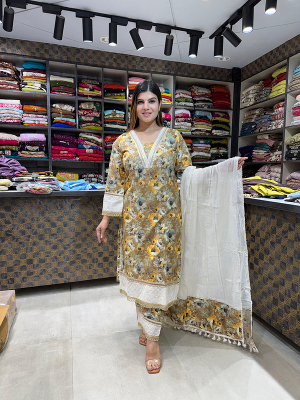 Floral Print Cotton suit