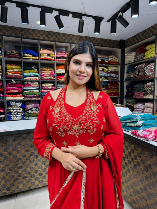 Georgette Flared Gown