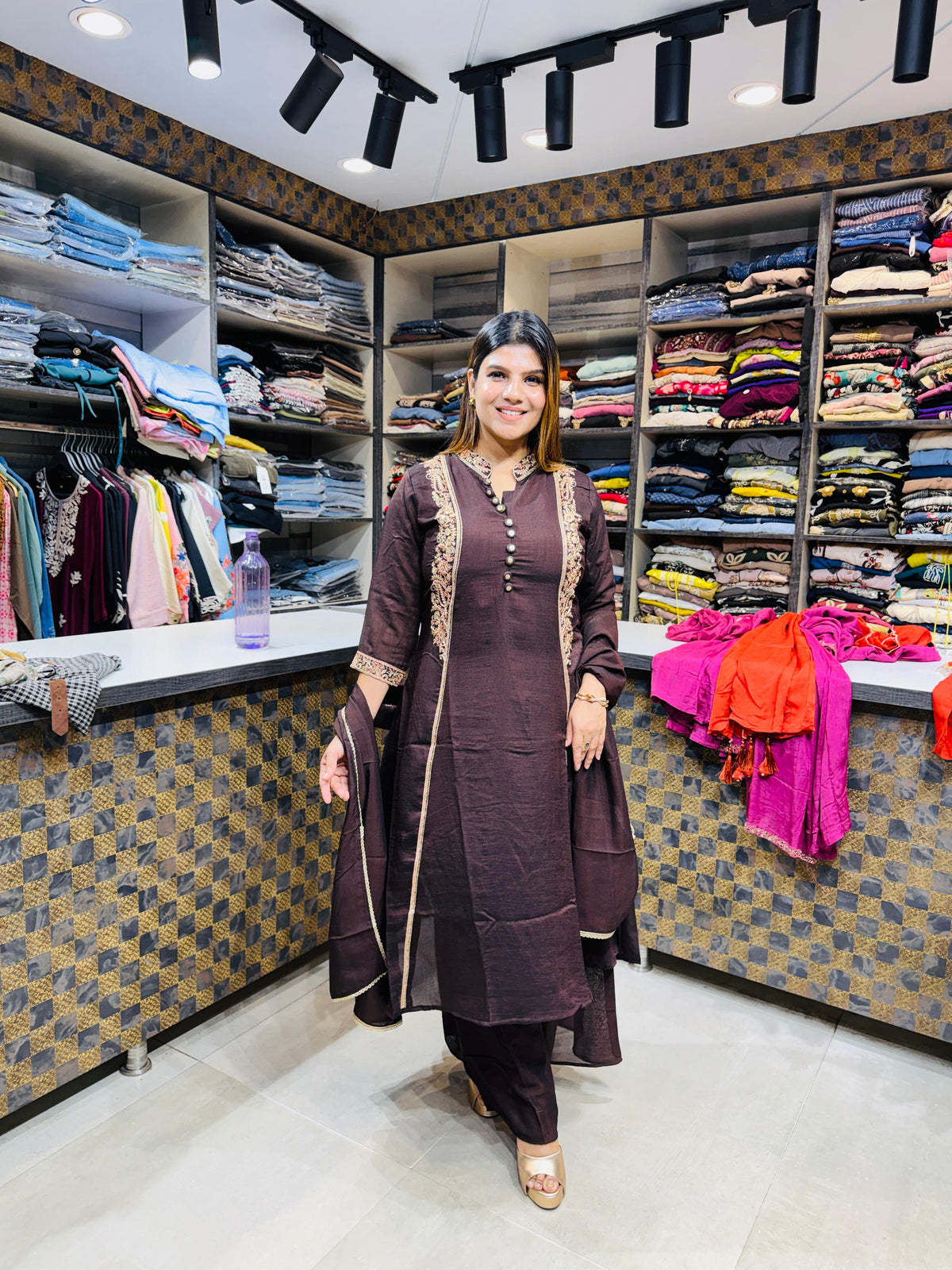 Manya- Silk Handwork with Floral Border