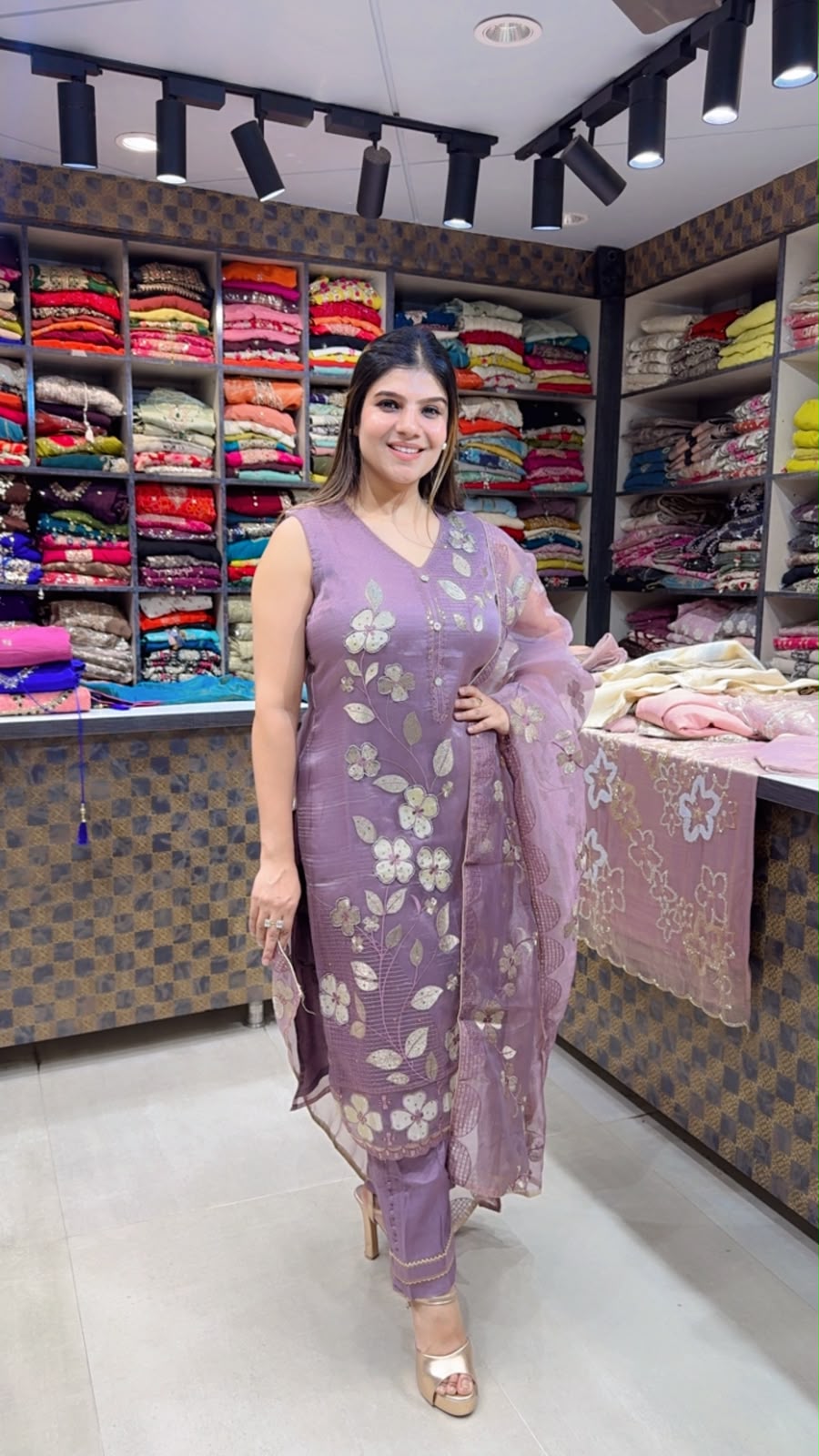 Siya- Organza Straight Suit