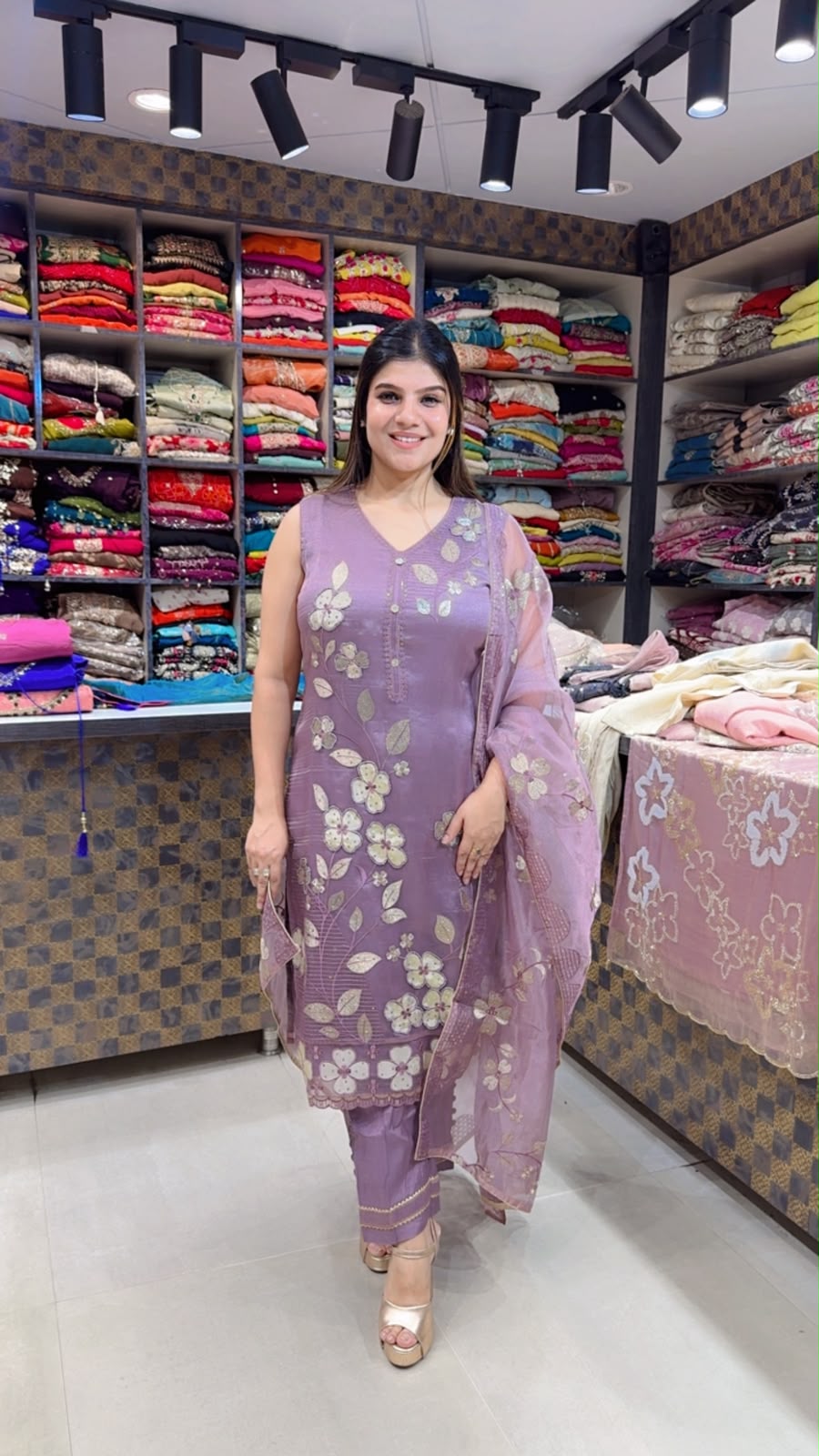 Siya- Organza Straight Suit