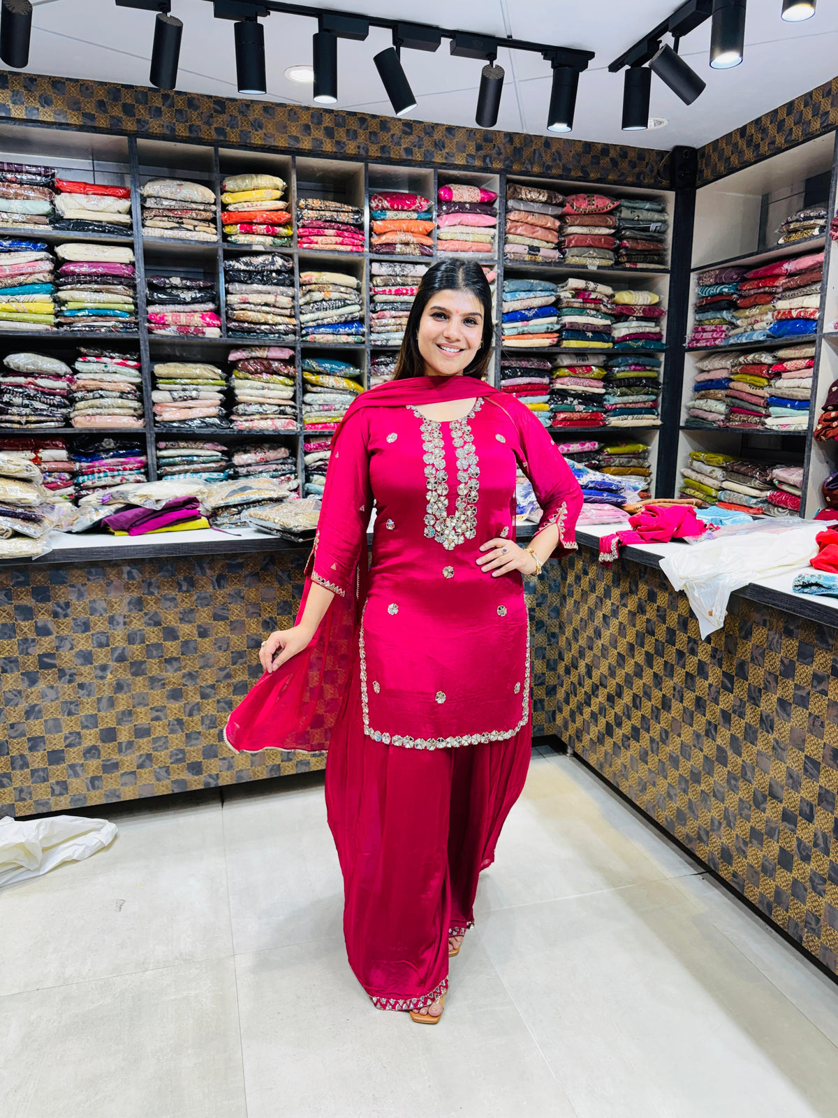 Latifa- Chinon Mirror Handwork Suit