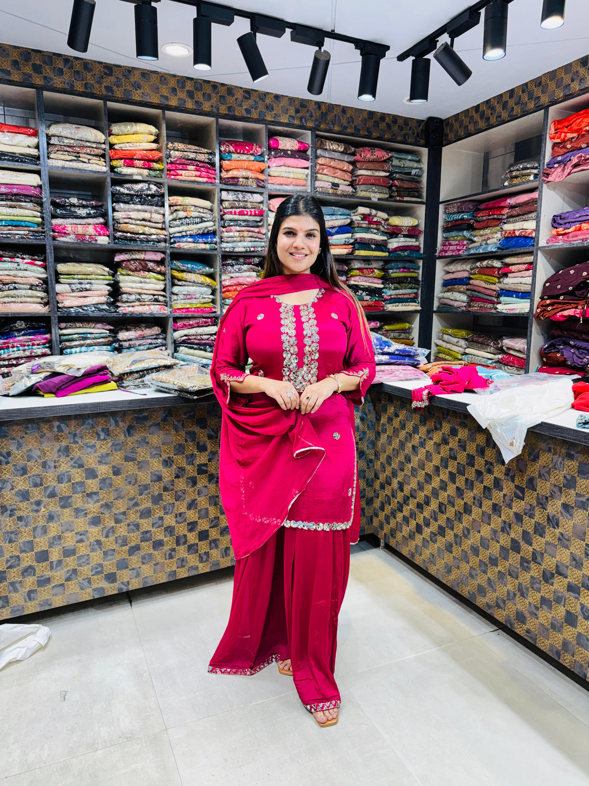 Latifa- Chinon Mirror Handwork Suit