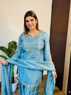 Suhayla- Shimmer silk farshi salwaar handwork suit