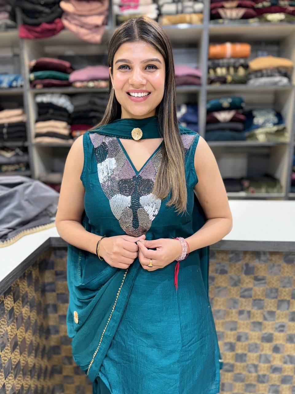 Luxury Korean Silk Suit with Dupatta ✨