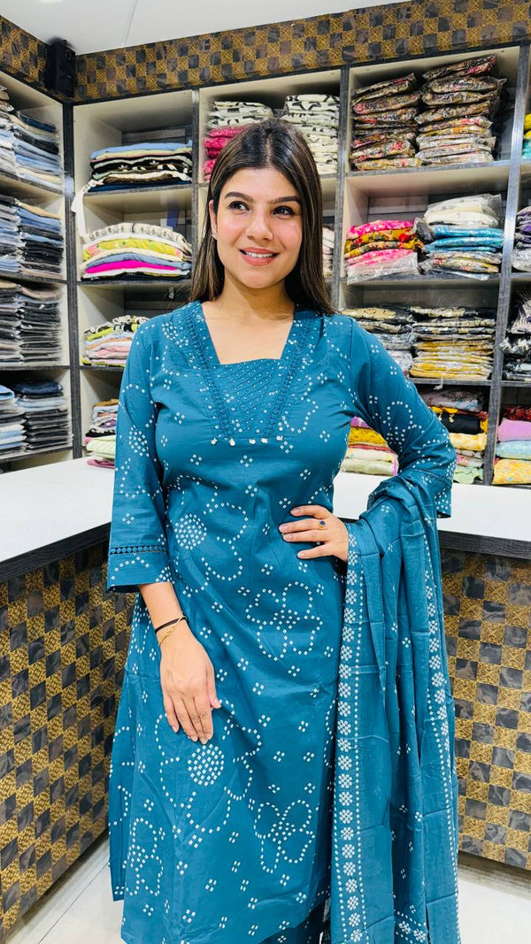 Graceful Cotton A-Shape Suit with Dupatta 💖
