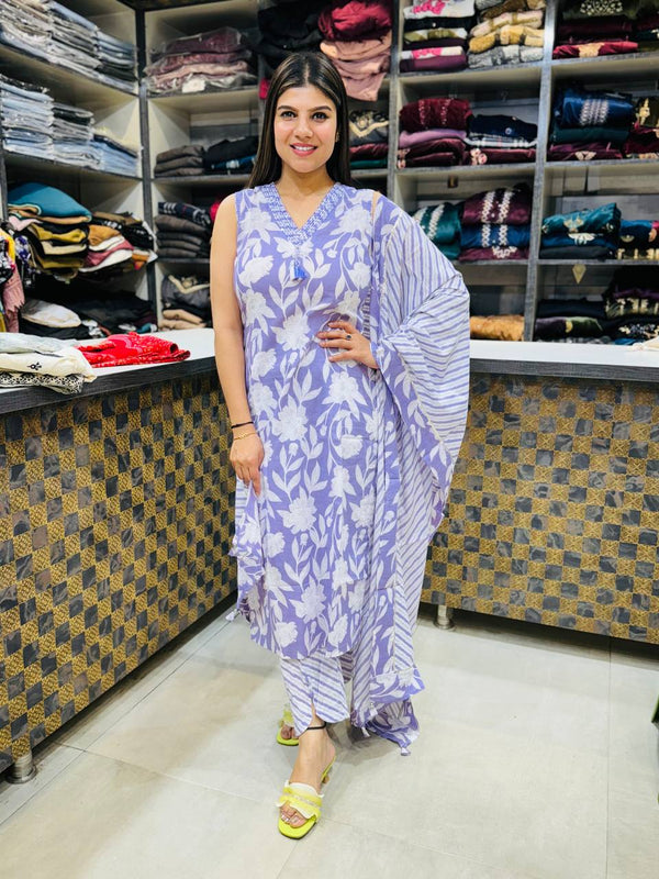 Graceful Cotton Suit with Dupatta & Stylish Pants 💖
