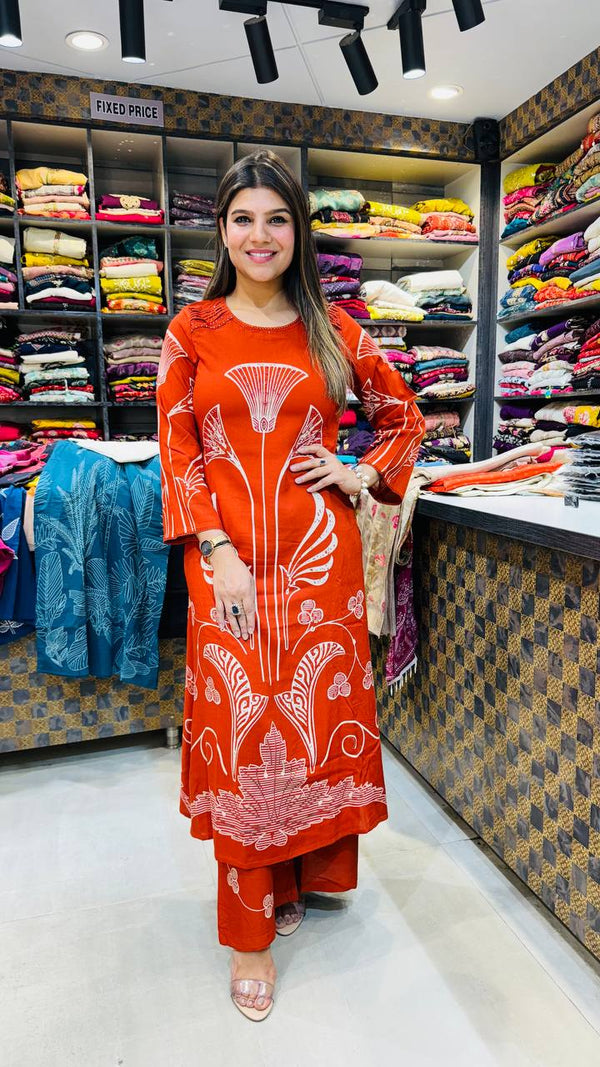 Rust Palm Flower 2-Piece Suit 🍂🌺