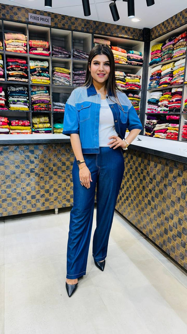 Trendy Denim Look 3-Piece Suit