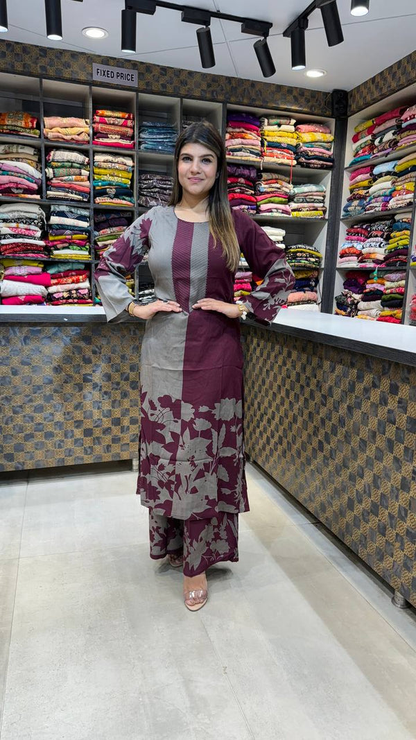 Latest A-Line Color Block Kurta Set 🎨