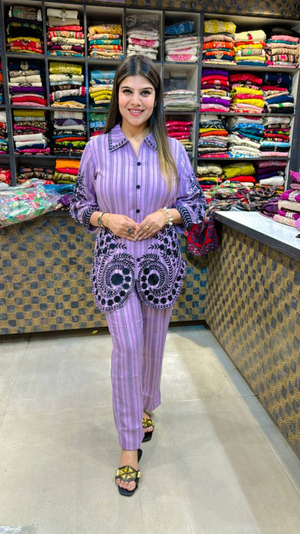 Premium Purple Cotton Co-ord Set ✨
