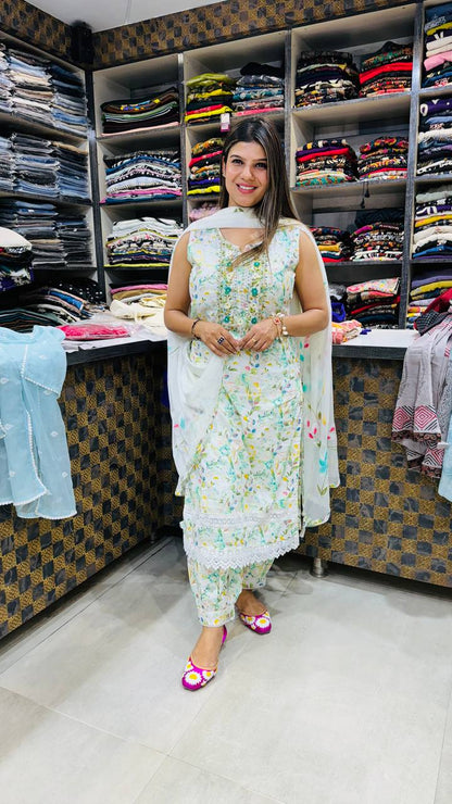 White Elegance Afghani Cotton Set