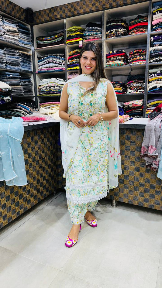 White Elegance Afghani Cotton Set
