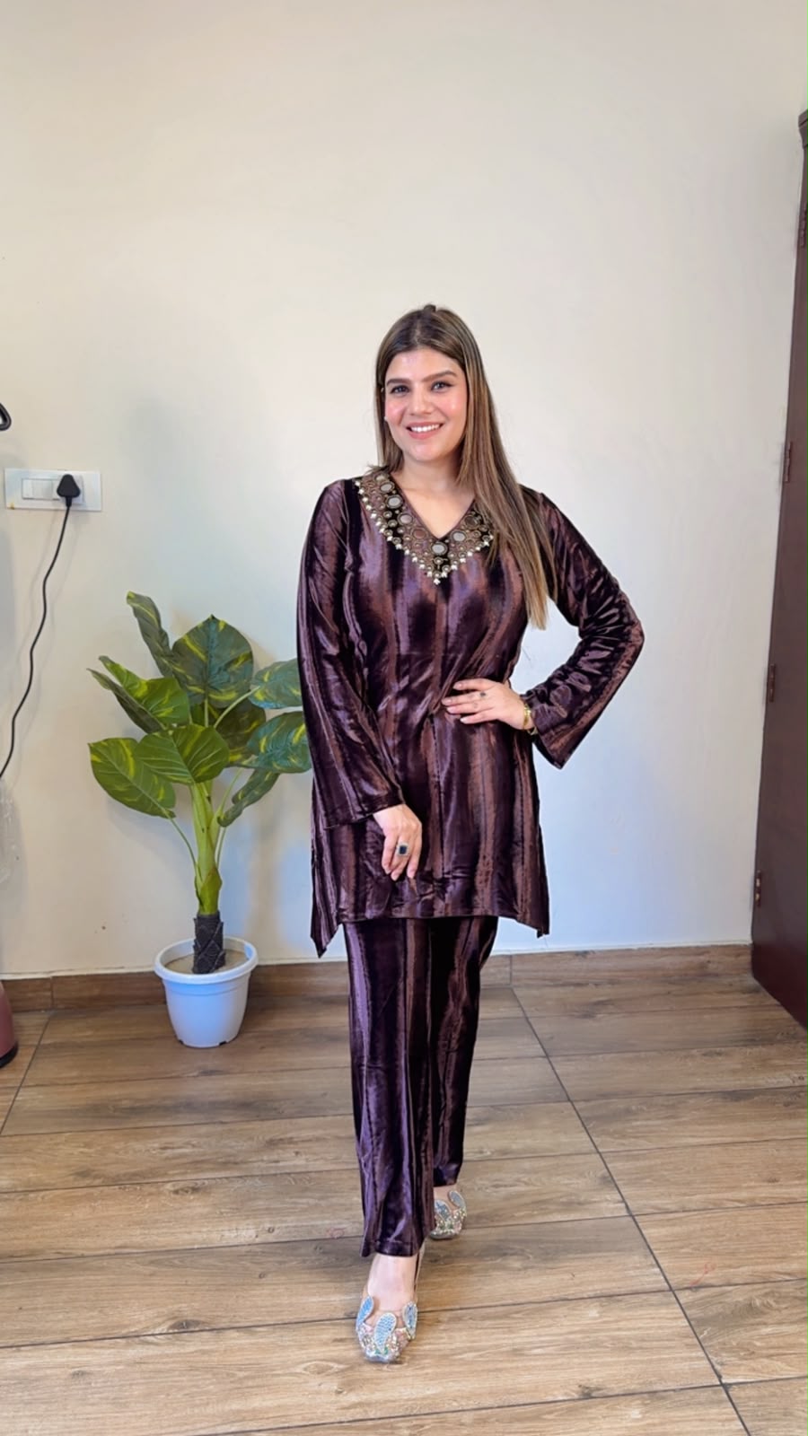 Shadow velvet partywear coordset